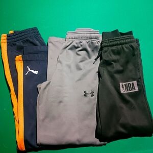 (3pc.) Boys Med. 10/12 Jogger Lot- Puma, Under Armour, NBA / Black, Grey, Navy
